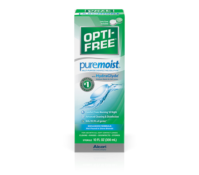 Opti-free Puremoist Contact Lens Cleaning Solution product box
