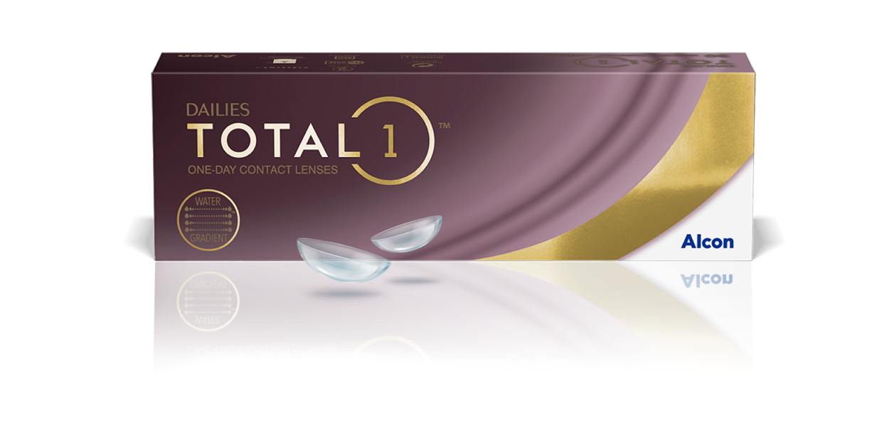 Product box for Dailies Total1 One-Day Contact Lenses from Alcon