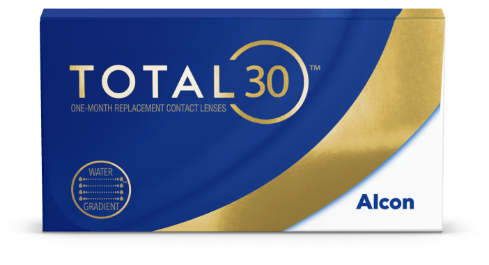 Total30 havonta cserélendő kontaktlencse termékdoboz amely felhők közt lebeg
