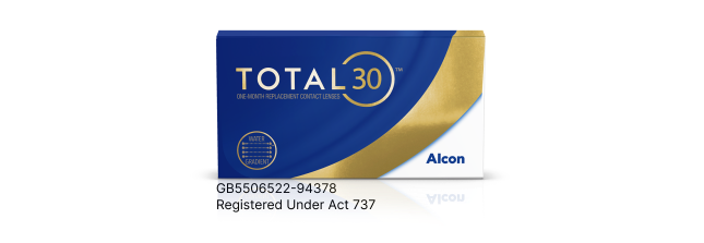 Product box for Total30 monthly replacement contact lenses from Alcon