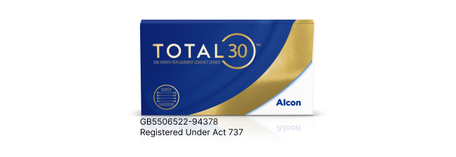 Product box for Total30 monthly replacement contact lenses from Alcon