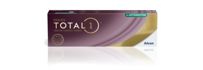 Embalagem de lentes de contacto diárias Dailies Total1 for Astigmatism da Alcon