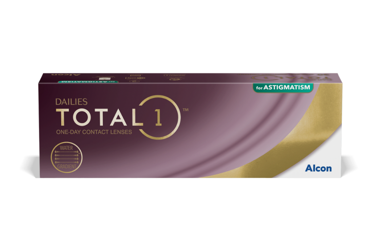 Embalagem de lentes de contacto tóricas descartáveis diárias Dailies Total1 for Astigmatism da Alcon