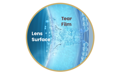 Lens surface releasing natural ingredient into lipid layer of tear film