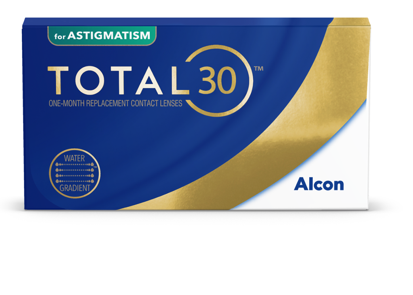 Total30 for Astigmatism One-Month Replacement Contact Lenses product box by Alcon
