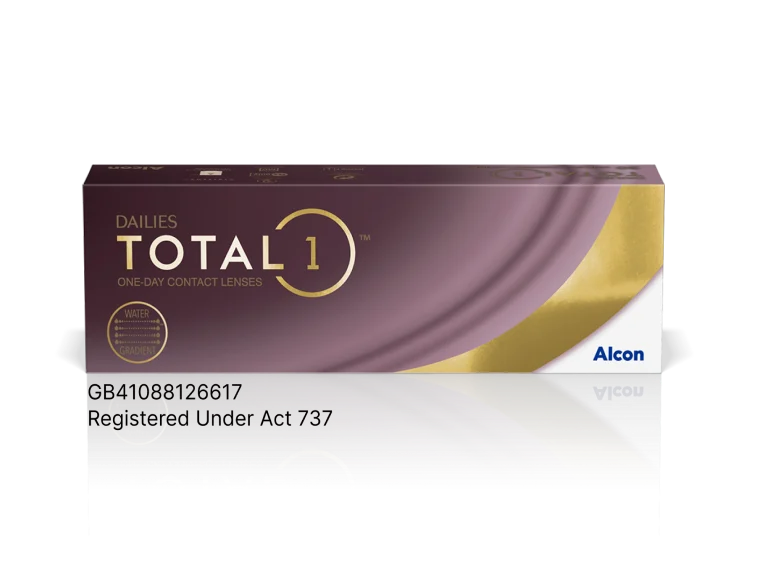 Dailies Total1 daily disposable contact lens product box