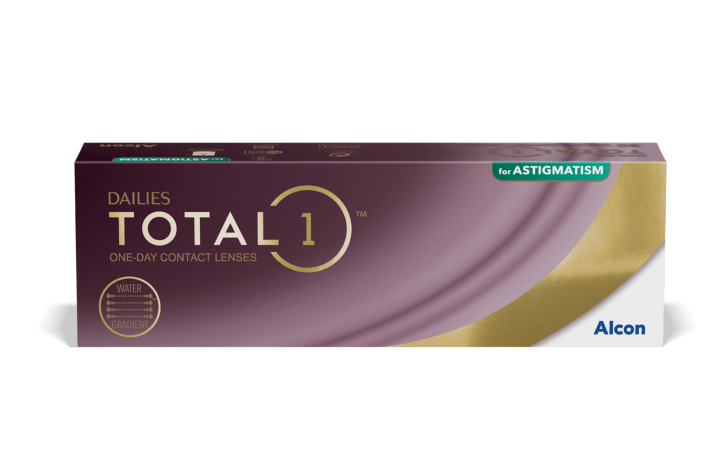 Dailies Total1 for Astigmatism daily toric disposable contact lens box by Alcon