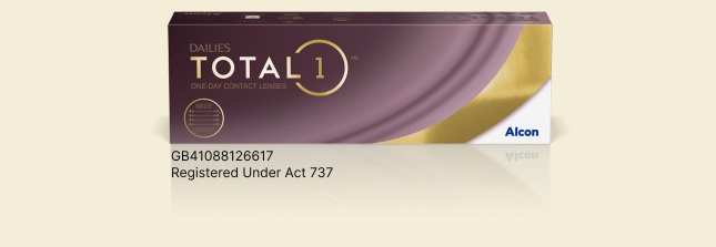 Product box for Dailies Total1 One-Day Contact Lenses from Alcon