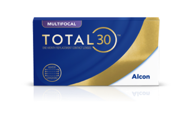 Caja de producto de lentes de contacto de sustitución mensual Total30 Multifocal de Alcon