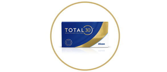 Confezione di lenti a contatto mensili TOTAL30 di Alcon, con tecnologia a gradiente d’acqua.
