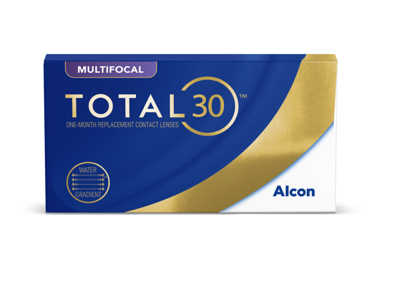 Total30 Multifocal monthly replacement contact lens product box by Alcon