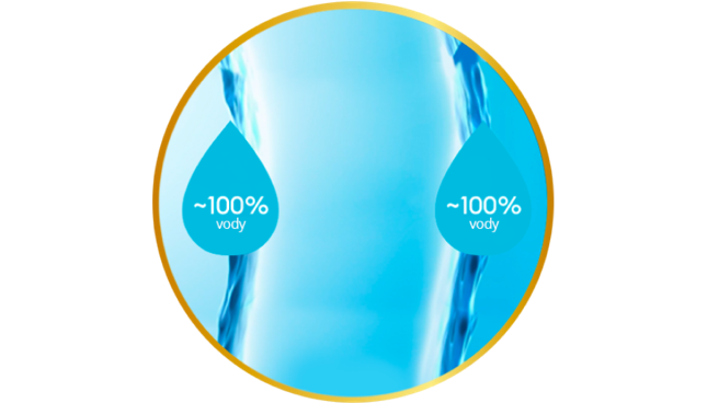 Povrch čočky s téměř 100% vody na povrchu