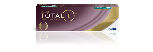 Embalagem de lentes de contacto tóricas descartáveis diárias Dailies Total1 for Astigmatism da Alcon