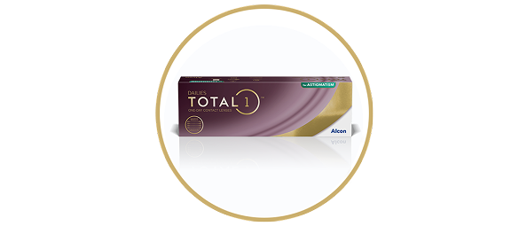 Dailies Total1 for Astigmatism denní vyměnitelné kontaktní čočky, produktová krabička od Alconu
