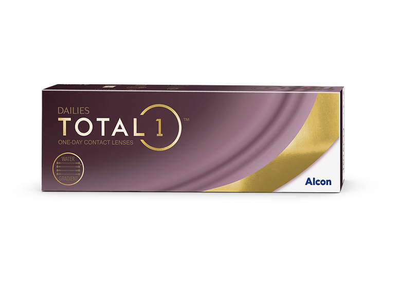 Caja de producto de lentes de contacto diarias desechables Dailies Total1 flotando entre las nubes