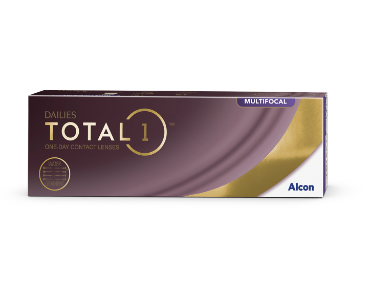 Dailies Total1 Multifocal daily disposable contact lens product box by Alcon