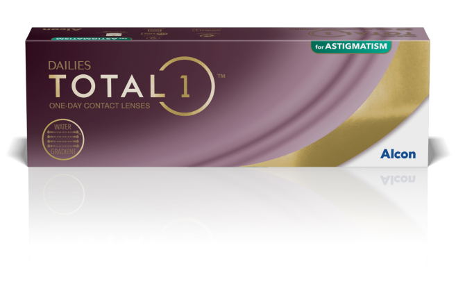 Dailies Total1 for Astigmatism daily disposable contact lens box