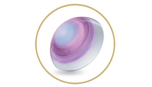 Illustration of profile view of eye experiencing clear vision with Precision Profile Design lens technology