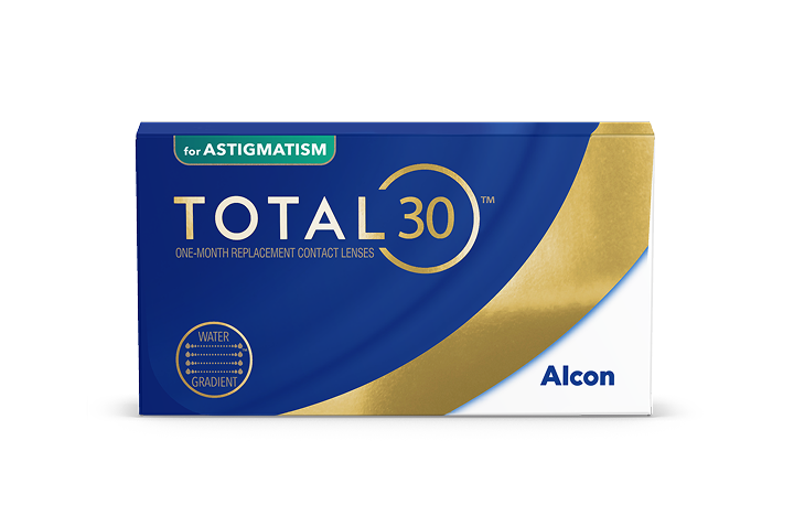 Total30 for Astigmatism monthly replacement contact lens box by Alcon