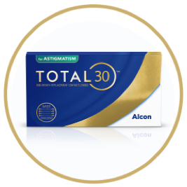 Total30 for Astigmatism monthly replacement contact lens box by Alcon
