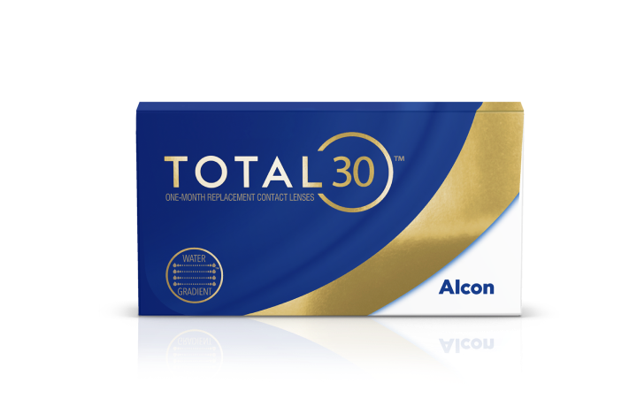 Total30 Měsíční vyměnitelné kontaktní čočky, produktová krabička od Alconu